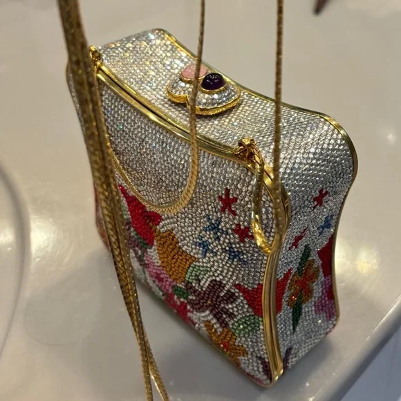 Judith Leiber silver and multicolor flower evening bag - Picture 4 of 6